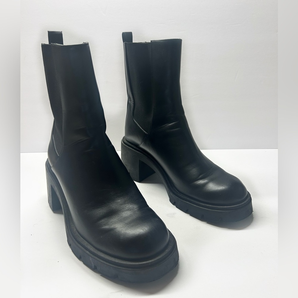 Zara Chelsea boots chunky block heels high ankle size 41